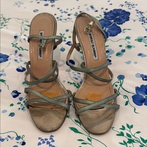 Manolo Blahnik Women's Green Strappy Sandals